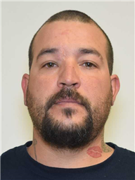 A close-up portrait of a man with a beard and neck tattoos, wearing a dark shirt.
